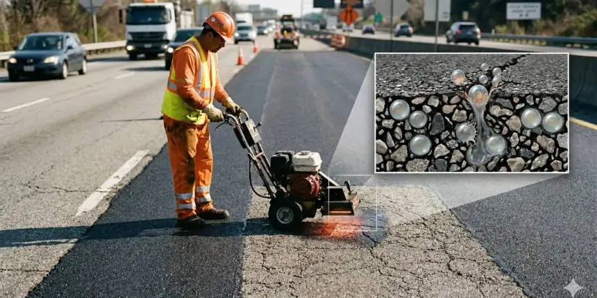 Cientistas estão desenvolvendo um asfalto capaz de se autorreparar ao fechar microfissuras sozinho antes que virem buracos.